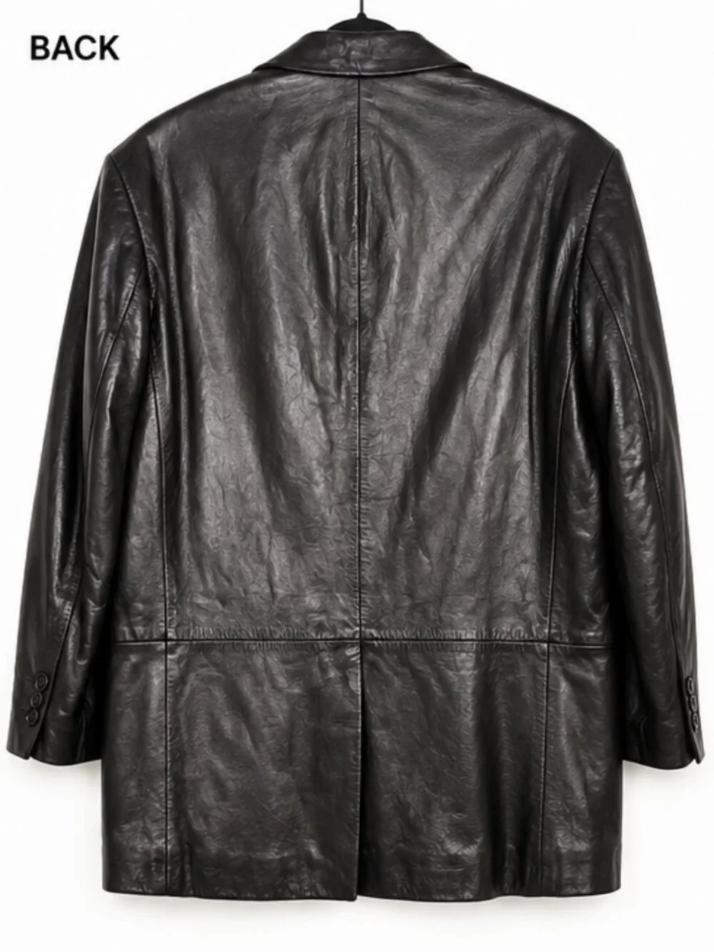 Hugo Boss Vintage Genuine Leather Blazer Jacket Men's Black 3 Button Classic 40R